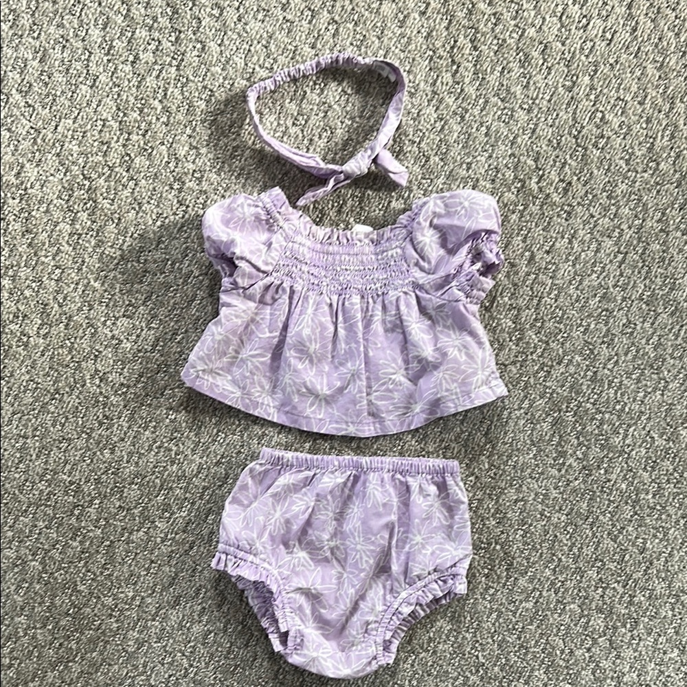 Lavender Kids Floral Top and Bottom Set